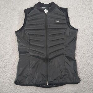Nike Jacket Womens Medium Black Aeroloft Down Running Vest Full Zip 616257-010